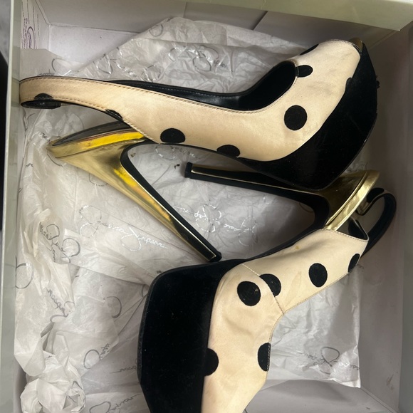 Jessica Simpson Halie2 Nude Satin Dots 8.5 - Picture 1 of 5